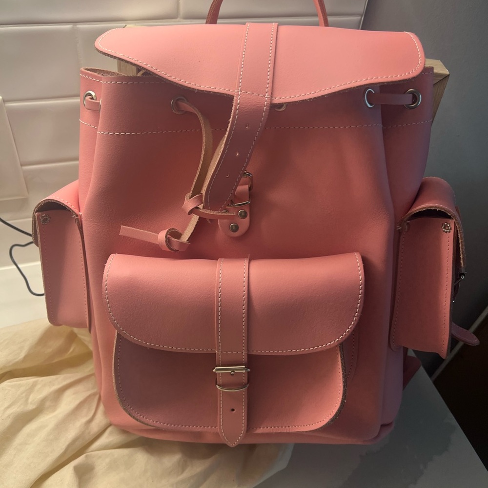 Pink Leather Backpack